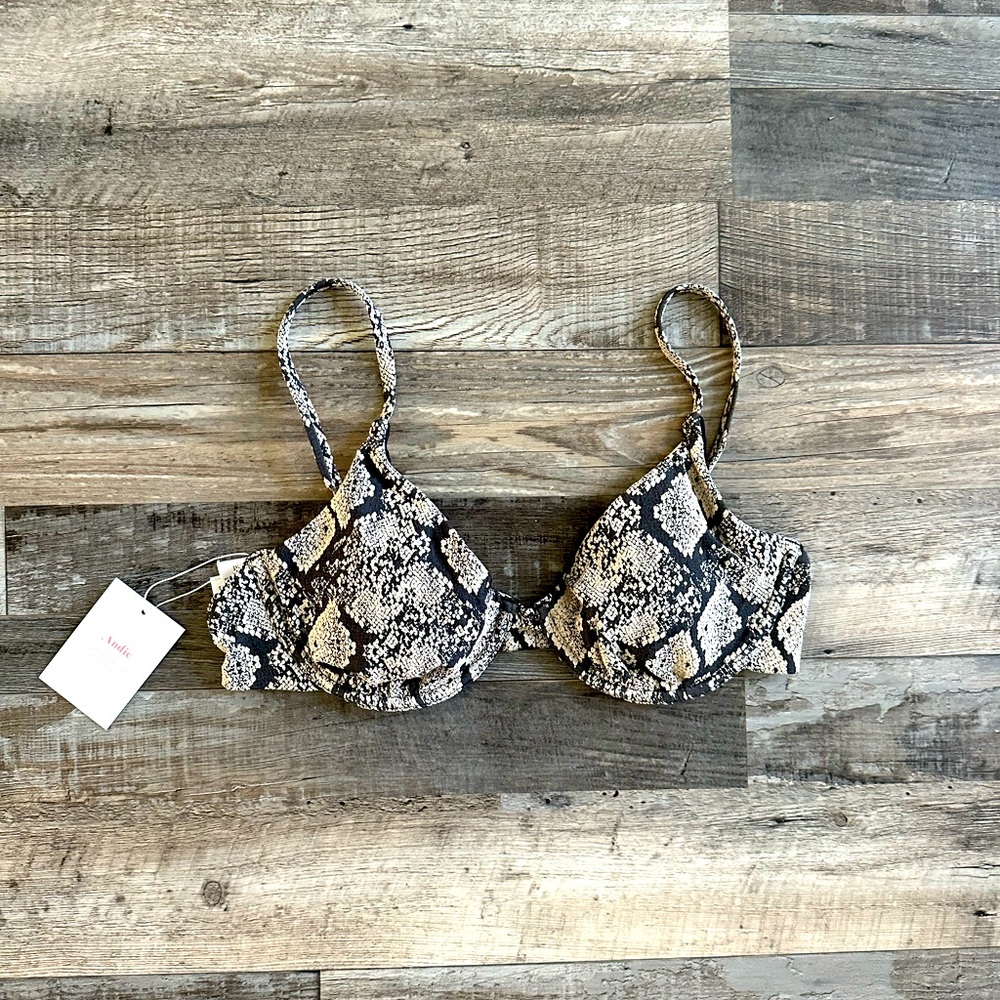 NWT Andie Swim The Sicily Top Bikini Top Snakeskin Print Size M